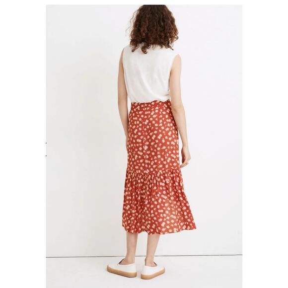 Madewell Ruffle-Wrap Midi Skirt in Happy Hibiscus size 2 - Picture 2 of 12